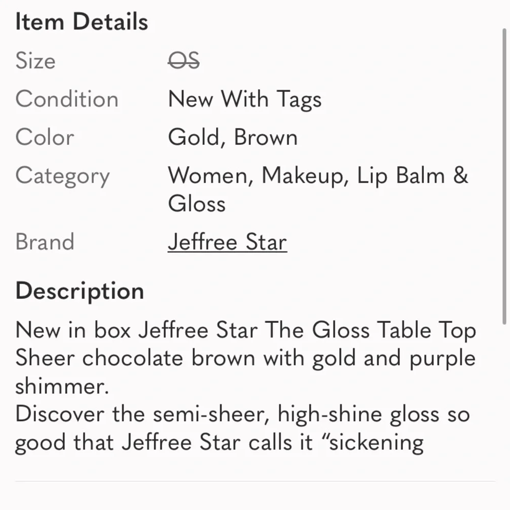 Jeffree Star Table Top lip gloss